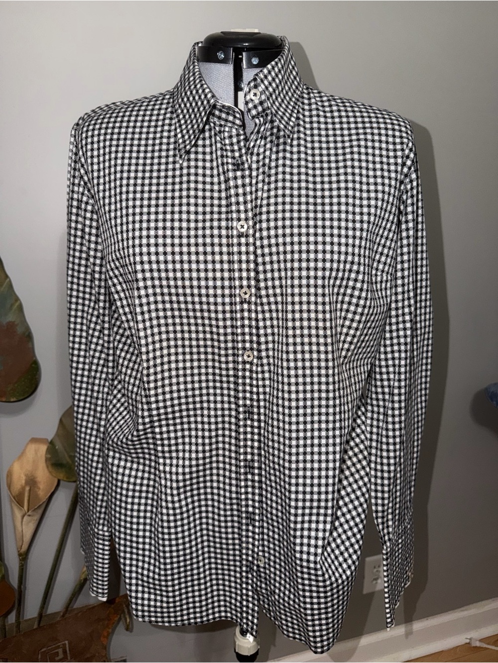 Women’s Georg Roth Black & White Gingham Button-Down Shirt